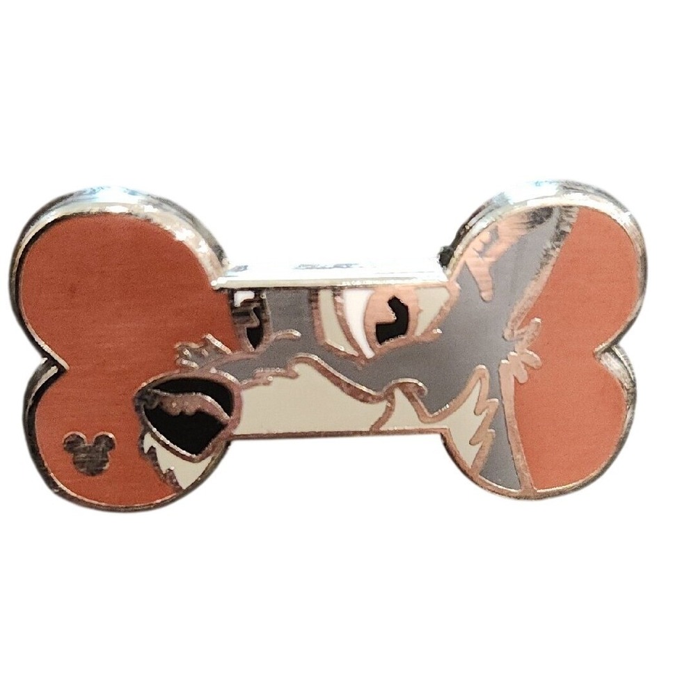 Disney Pin Tramp Lady and the Tramp Dog Bone Hidden Mickey Silver Enamel